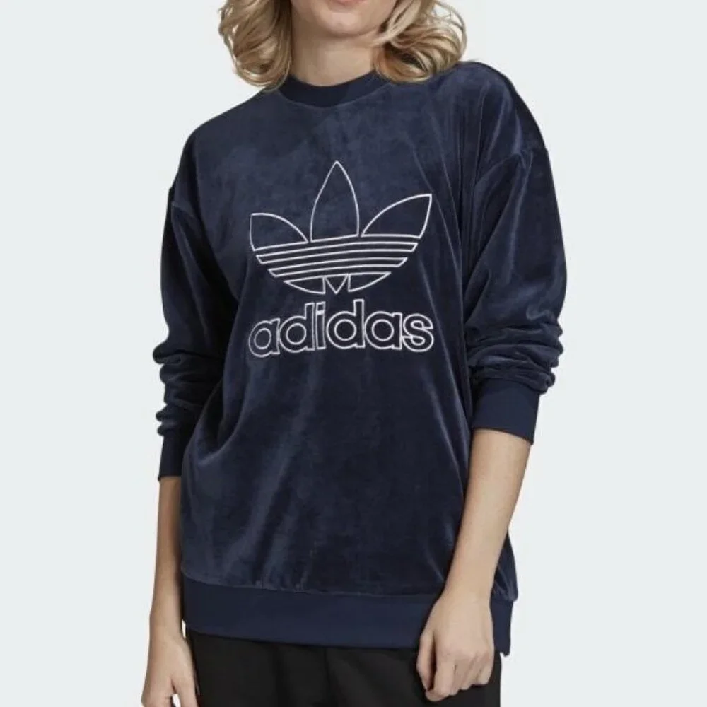 Adidas Navy Velvet Crewneck - Picture 1 of 13